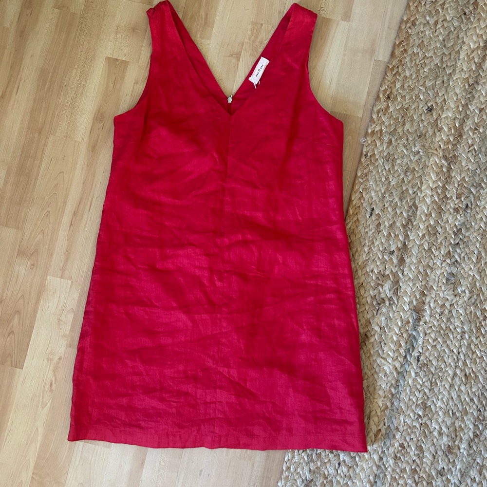 Red Linen Sleeveless Dress
